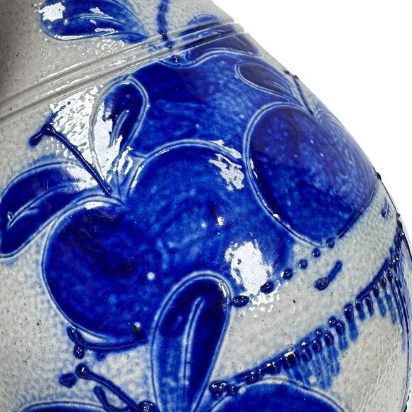 Vintage Eldreth Pottery Large Pitcher Jug Salt Glaze Apple Basket Signed 1995 - Picture 2 of 10